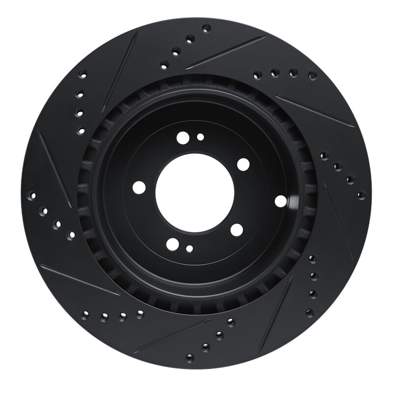 Mitsubishi Lancer Brake Rotor (1) - Rear Right - R1 Concepts - Drilled & Slotted - Black - `08-`15